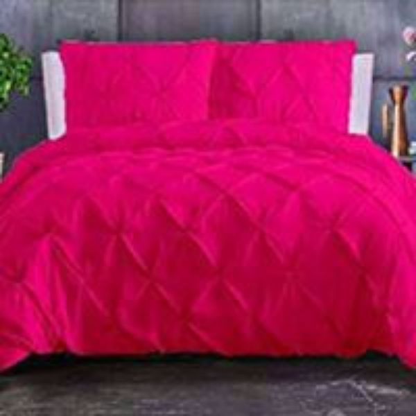 8 Piece Cerise Pink  Pinch Pleated Pintuck Duvet Cover Set