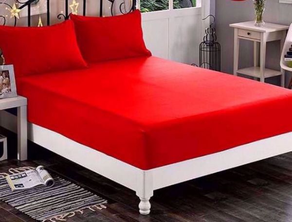 4 Piece Red Custom Made Bed Sheet Set.