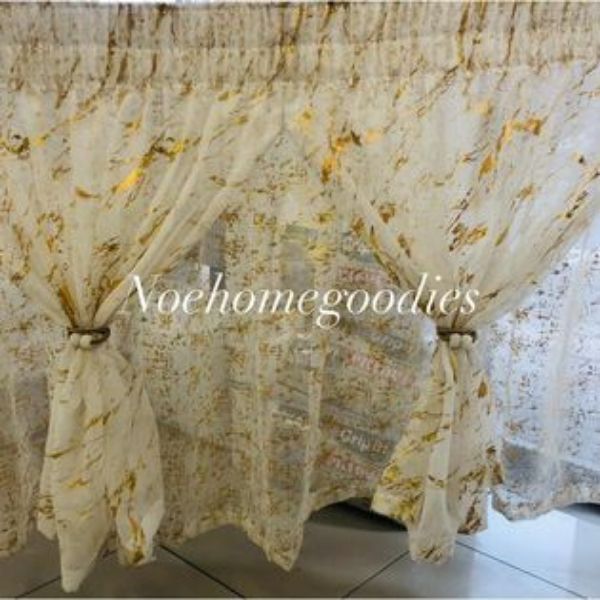 Gold Kitchen curtain lace 