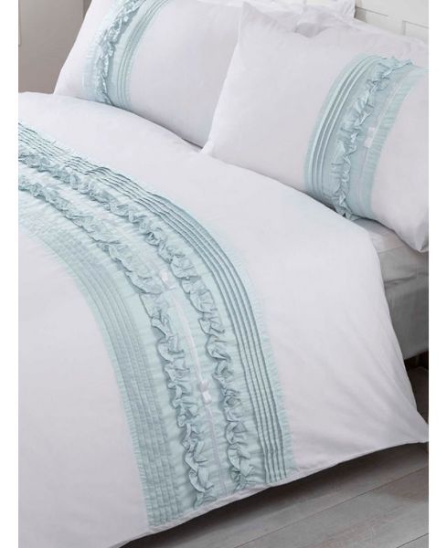 8 Pc Bedding set, Custom Made Design white and Powder blue Duvet cover set