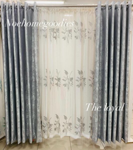 Cloudy Grey eyelet curtain & Lace