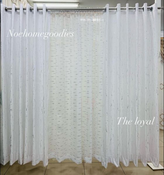 Classy White & silver Velvet eyelet curtain and lace